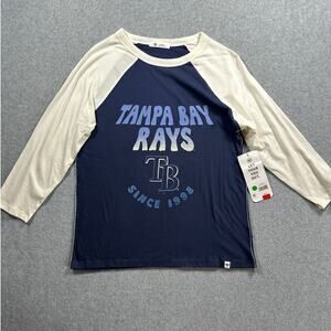 47 Brand Tampa Bay Rays Training Shirt Women Small Blue Raglan Sleeves Crew Neck